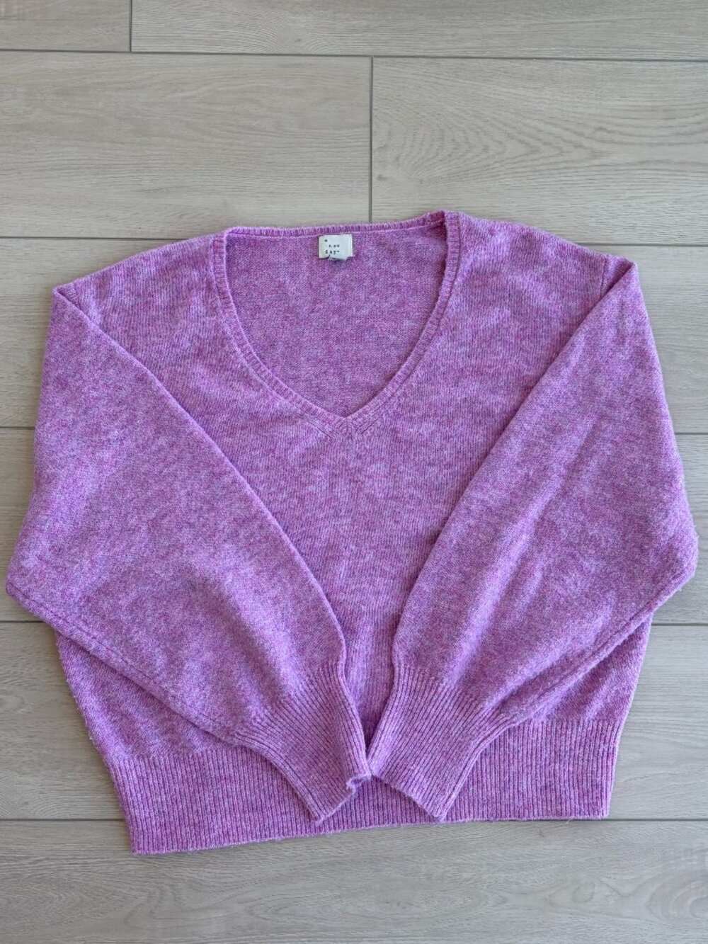 Purple Knitted V-Neck Sweater